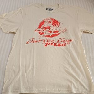 Stranger Things Surfer Boy Pizza T-Shirt Size:Medium
